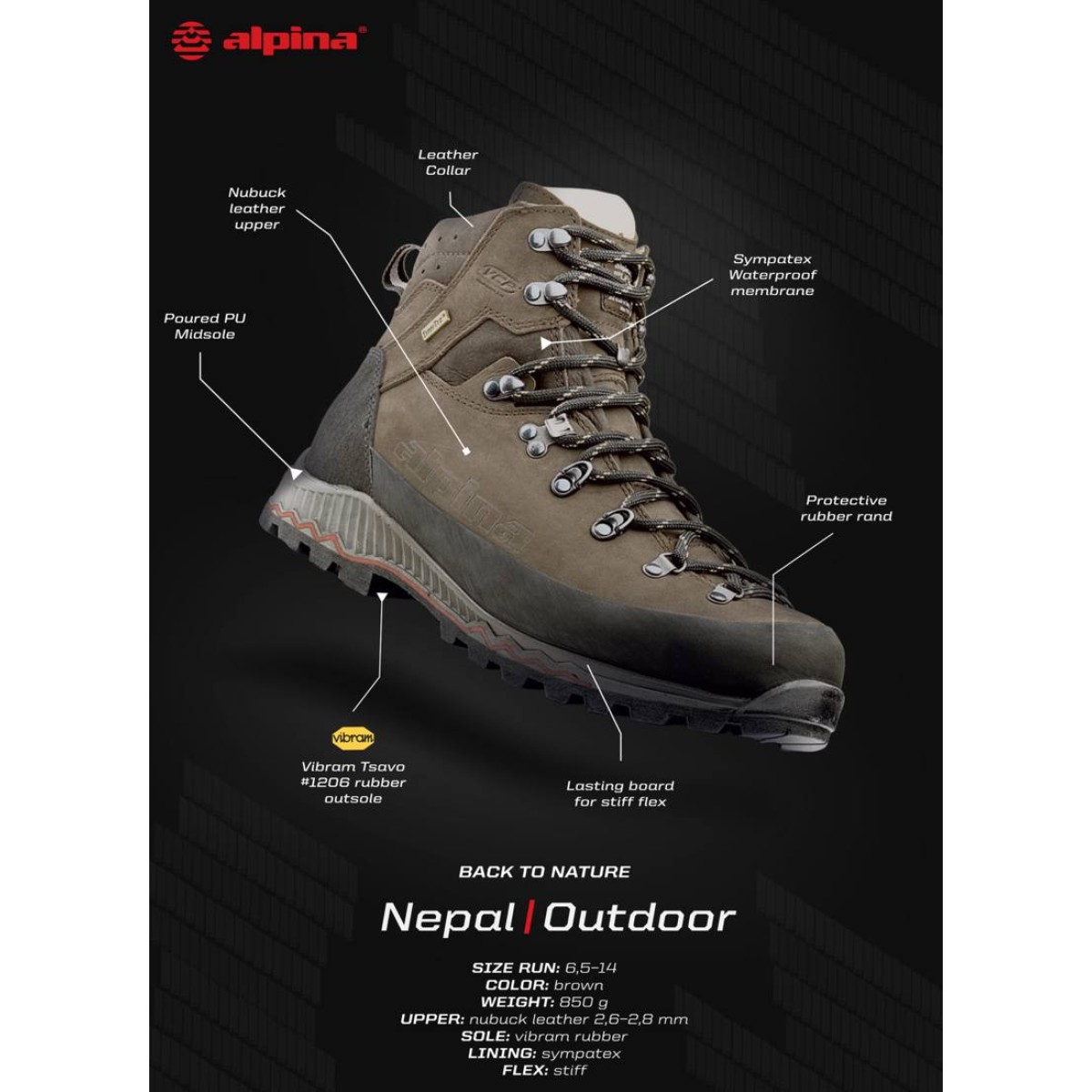 NEPAL BROWN winter hiking shoes ALPINA - view 10 - Extreme-bg.com NEPAL BROWN winter hiking shoes ALPINA - view 10