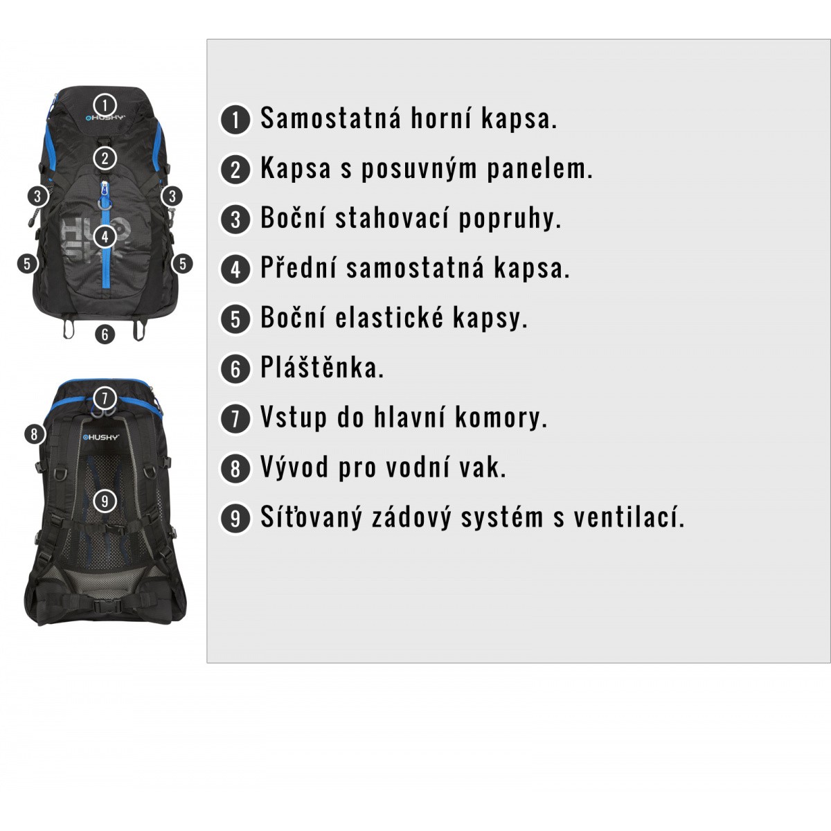 Раница Salmon 30 black HUSKY - изглед 6 - Extreme-bg.com Раница Salmon 30 black HUSKY - изглед 6