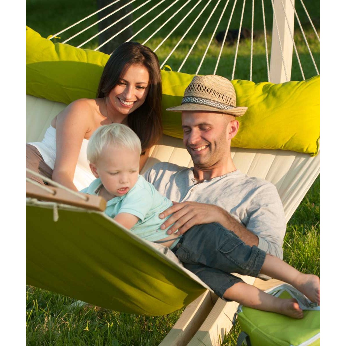 Double hammock with spreader bar and padded lying Alabama Avocado LA SIESTA - view 5 - Extreme-bg.com Double hammock with spreader bar and padded lying Alabama Avocado LA SIESTA - view 5