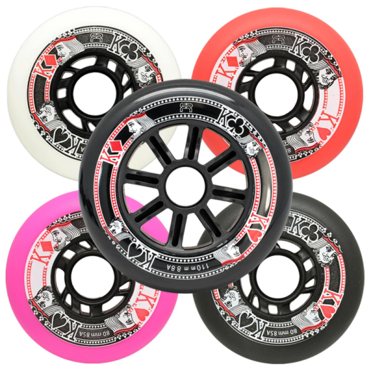 Колела за Ролери FR Street Kings 80mm / 85A (Комплект 4 бр.) – Черни и Червени FR-SKATES - изглед 2 - Extreme-bg.com Колела за Ролери FR Street Kings 80mm / 85A (Комплект 4 бр.) – Черни и Червени FR-SKATES - изглед 2