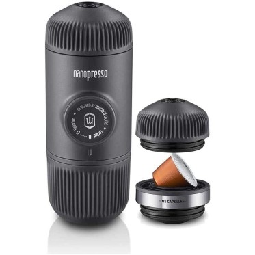 Кафе машина Espresso Nanopresso Grey + NS адаптор за мляно кафе и за капсули Nespresso WACACO - изглед 1