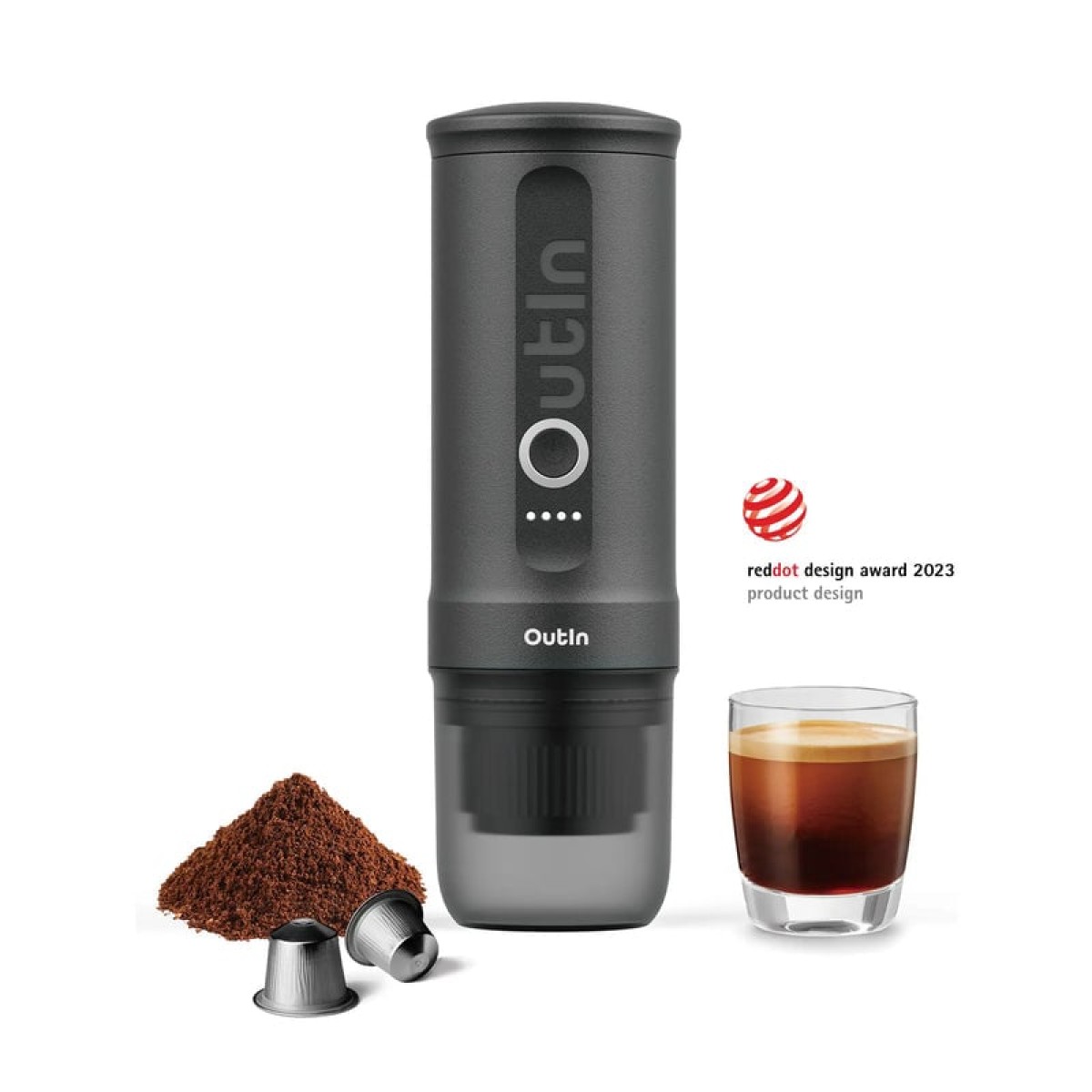 Преносима електрическа кафемашина За Еспресо Outin Nano Black за мляно кафе и за капсули OUTIN - изглед 2 - Extreme-bg.com Преносима електрическа кафемашина За Еспресо Outin Nano Black за мляно кафе и за капсули OUTIN - изглед 2