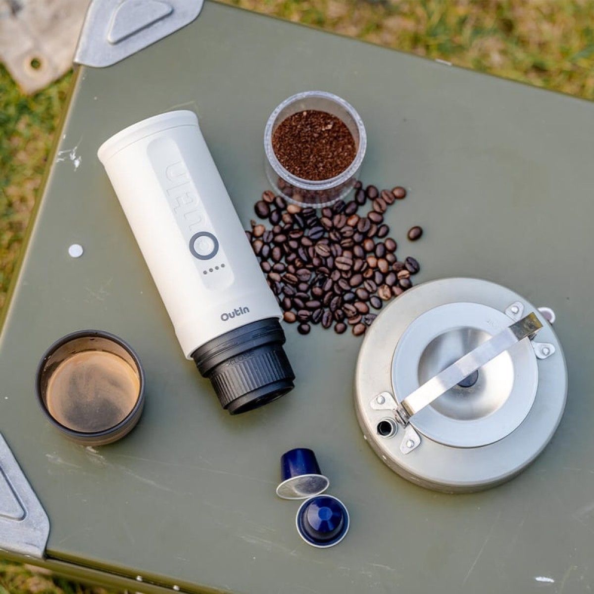 Преносима електрическа кафемашина За Еспресо Outin Nano Pearl White за мляно кафе и за капсули OUTIN  - изглед 3