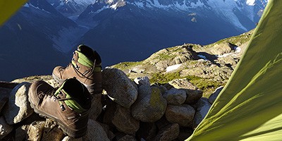 The photographer Nick Chaldakov for ALPINA STADOR LADY at the Tour of Mont Blanc