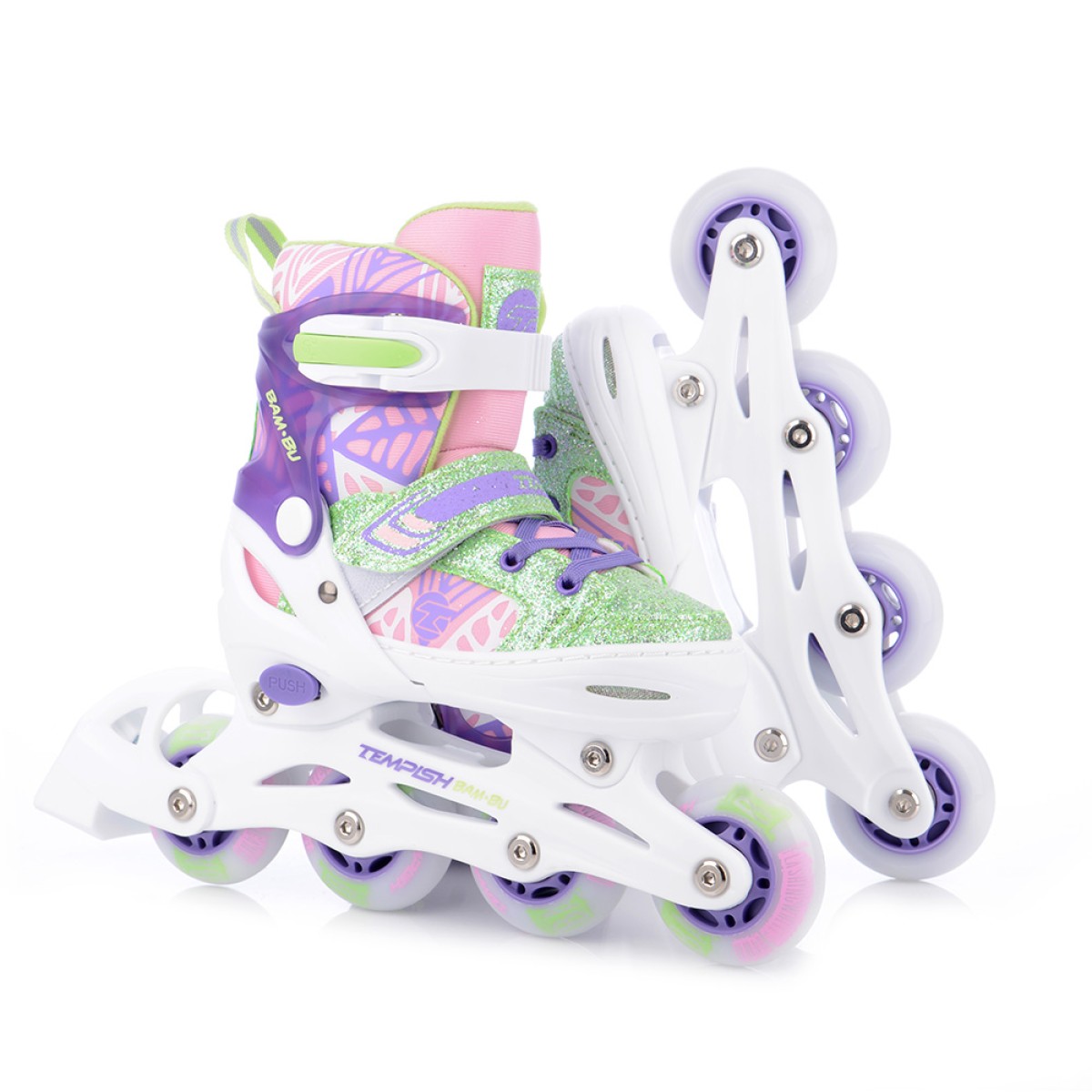 TEMPISH BAM-BU FLASH GIRL Inline Skates – Adjustable with LED Wheels, Purple & Green TEMPISH - view 7 - Extreme-bg.com TEMPISH BAM-BU FLASH GIRL Inline Skates – Adjustable with LED Wheels, Purple & Green TEMPISH - view 7
