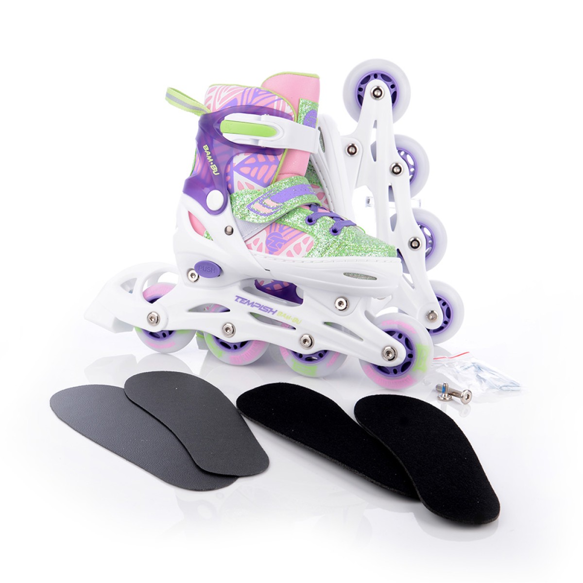 TEMPISH BAM-BU FLASH GIRL Inline Skates – Adjustable with LED Wheels, Purple & Green TEMPISH - view 4 - Extreme-bg.com TEMPISH BAM-BU FLASH GIRL Inline Skates – Adjustable with LED Wheels, Purple & Green TEMPISH - view 4