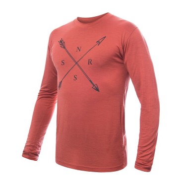 Мъжка мерино тениска с дълъг ръкав MERINO ACTIVE SNSR terracotta SENSOR - изглед 1