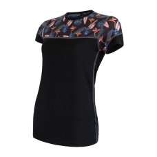 Дамска мерино тениска MERINO IMPRESS black/floral
