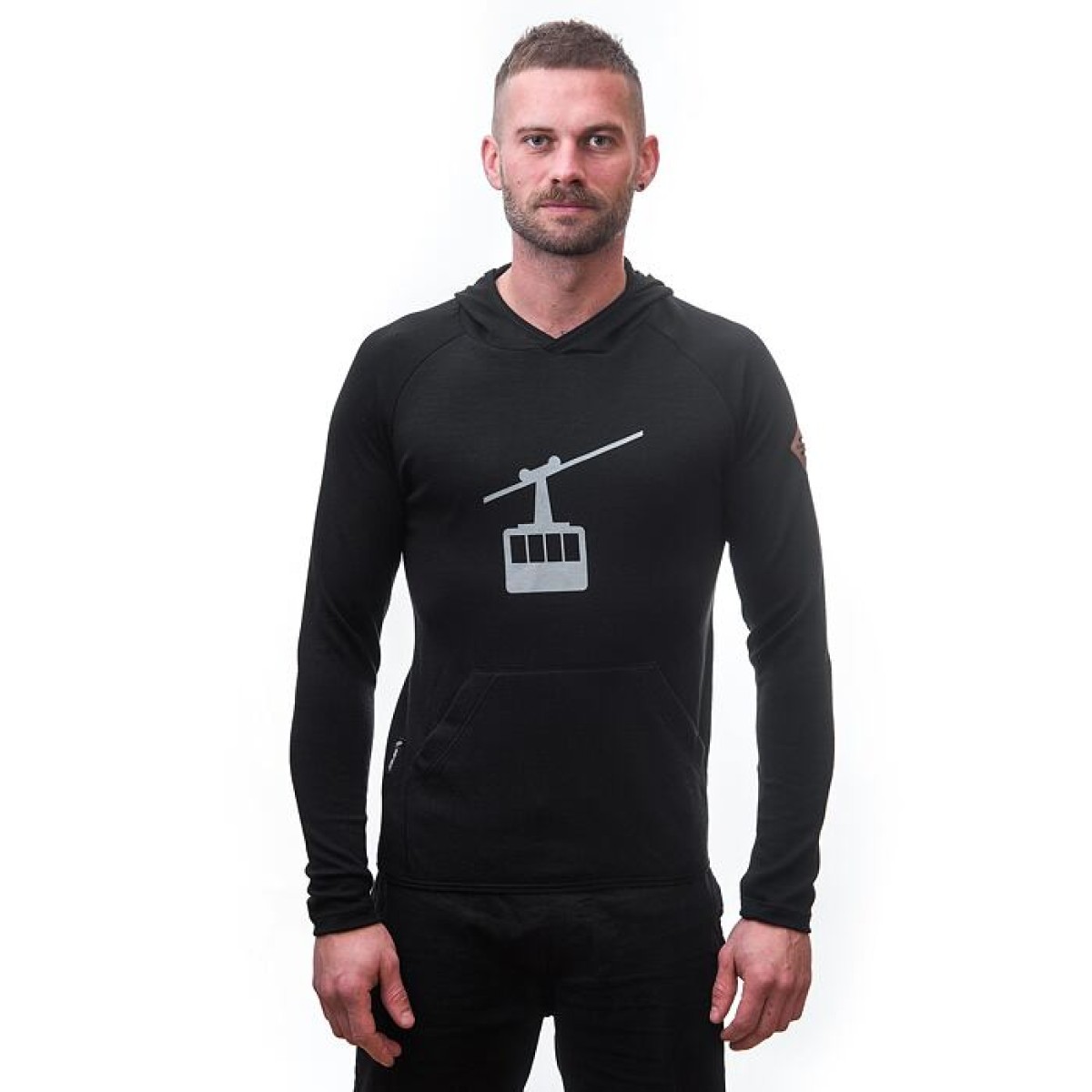 Мъжки мерино суичър с полар MERINO UPPER Gondola black SENSOR - изглед 3