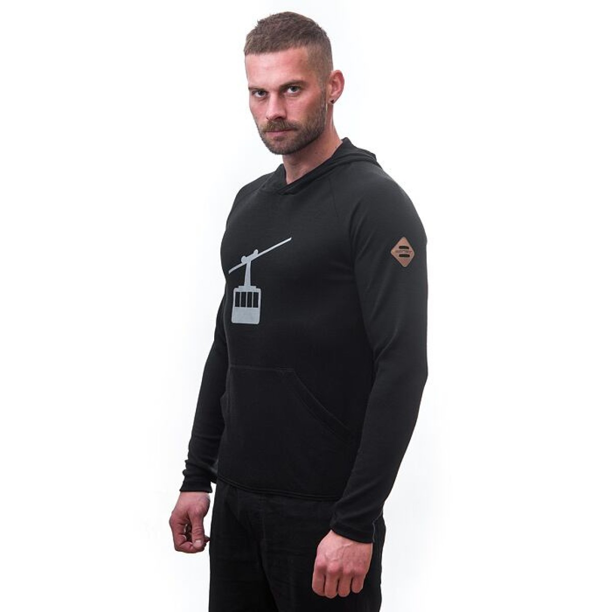 Мъжки мерино суичър с полар MERINO UPPER Gondola black SENSOR - изглед 4