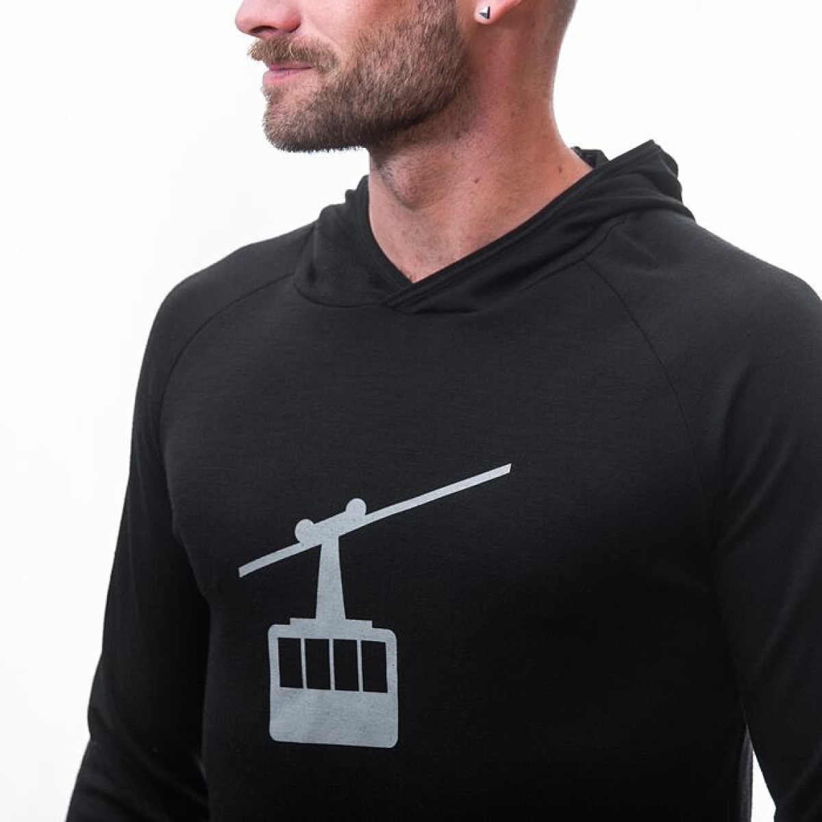 Мъжки мерино суичър с полар MERINO UPPER Gondola black SENSOR - изглед 6