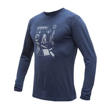 Мъжка мерино тениска с дълъг ръкав MERINO ACTIVE Outside deep blue SENSOR - изглед 1