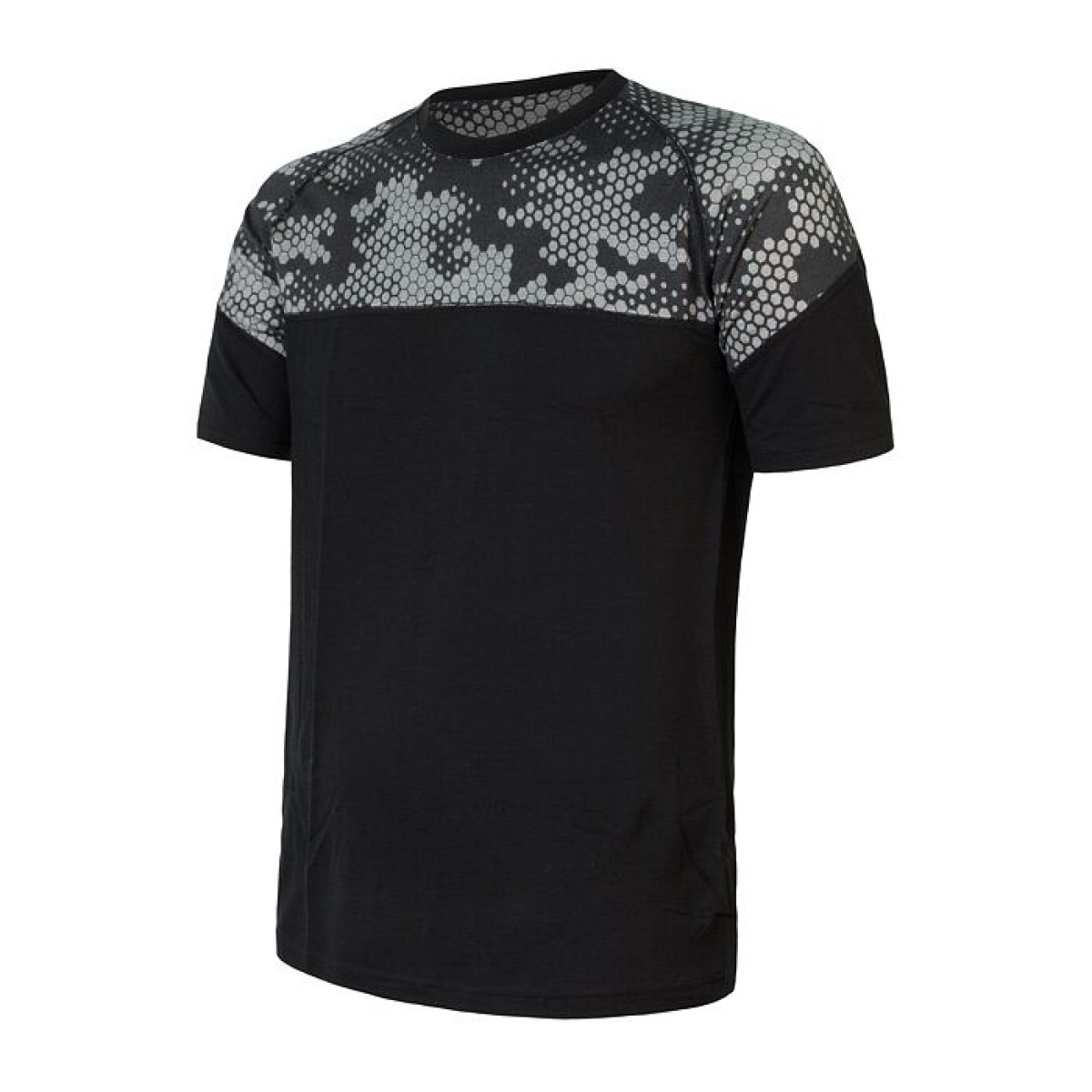 Мъжка мерино тениска MERINO IMPRESS black/honeycomb SENSOR - изглед 2 - Extreme-bg.com Мъжка мерино тениска MERINO IMPRESS black/honeycomb SENSOR - изглед 2