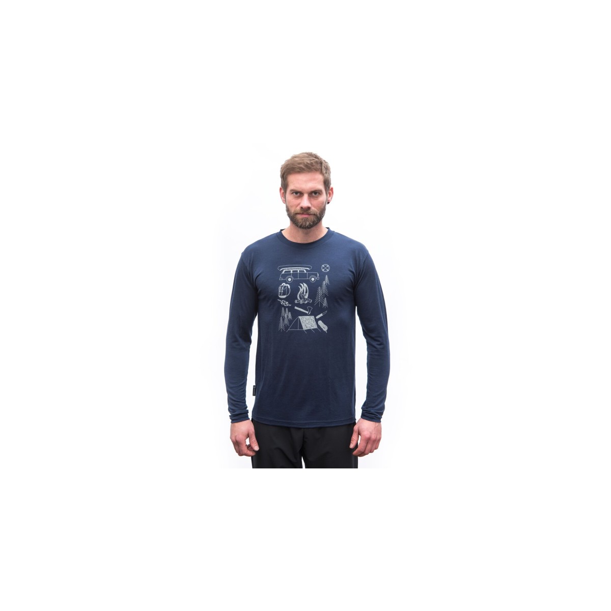 Мъжка мерино тениска с дълъг ръкав MERINO ACTIVE Outside deep blue SENSOR - изглед 4 - Extreme-bg.com Мъжка мерино тениска с дълъг ръкав MERINO ACTIVE Outside deep blue SENSOR - изглед 4