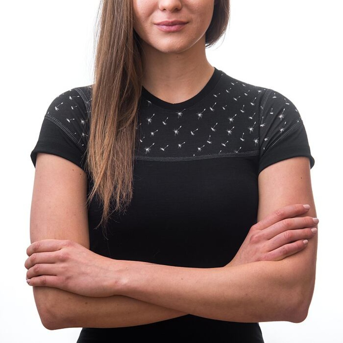 Women's T-shirt MERINO IMPRESS black/pattern SENSOR - view 3 - Extreme-bg.com Women's T-shirt MERINO IMPRESS black/pattern SENSOR - view 3